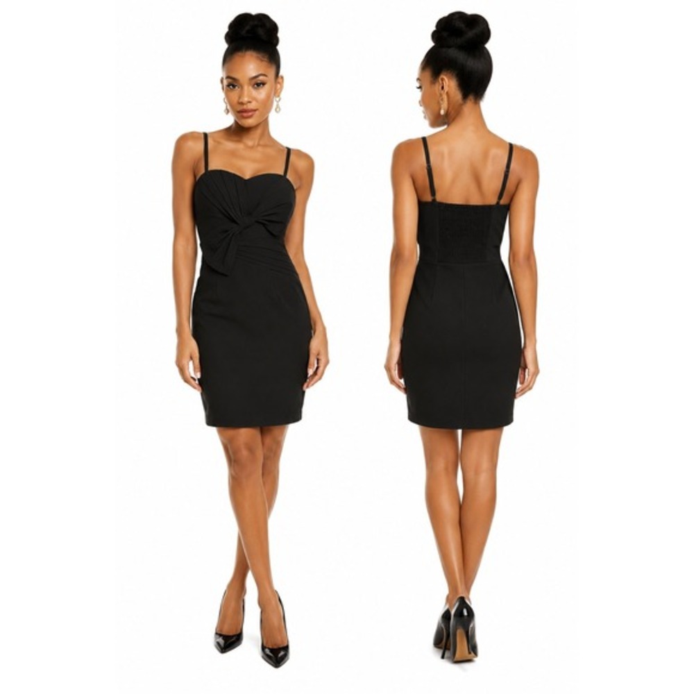 Women's Bow Detail Sheath Dress‎ by Gracia Black Size S